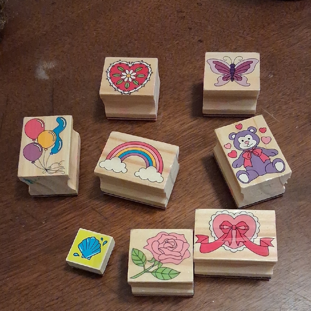 Colorful Wooden Stamp Set for Kids